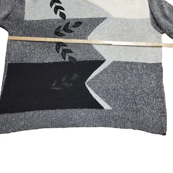 Erika II Collection Womens 2X Black Gray Long Sleeve Top Sweater Angora Blend - Picture 8 of 10